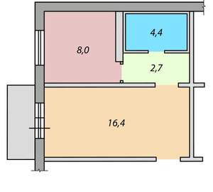 1-к квартира, вторичка, 32м2, 1/1 этаж