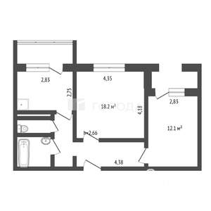 2-к квартира, вторичка, 52м2, 8/10 этаж