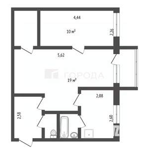 2-к квартира, вторичка, 44м2, 3/5 этаж