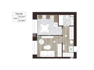 1-к квартира, сданный дом, 33м2, 4/5 этаж