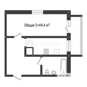 1-к квартира, вторичка, 44м2, 3/9 этаж
