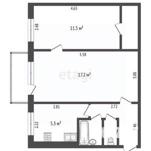 2-к квартира, вторичка, 44м2, 4/5 этаж