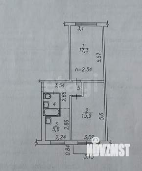 2-к квартира, вторичка, 47м2, 3/5 этаж
