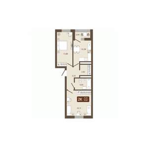 2-к квартира, вторичка, 55м2, 14/16 этаж