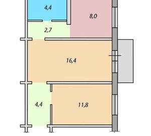 2-к квартира, вторичка, 48м2, 4/1 этаж