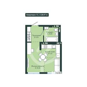 1-к квартира, вторичка, 29м2, 4/12 этаж