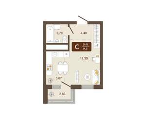 Студия квартира, вторичка, 29м2, 4/16 этаж