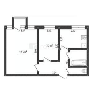 2-к квартира, вторичка, 41м2, 2/2 этаж