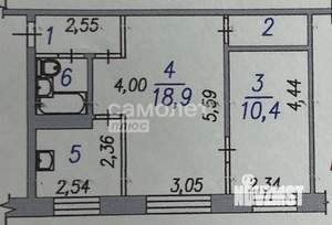 2-к квартира, вторичка, 44м2, 1/5 этаж