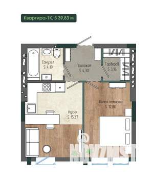 1-к квартира, вторичка, 40м2, 8/12 этаж