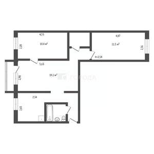 3-к квартира, вторичка, 57м2, 2/5 этаж