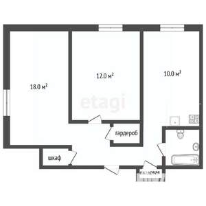 2-к квартира, вторичка, 46м2, 6/9 этаж