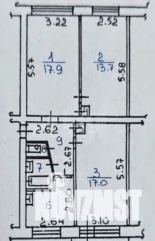 3-к квартира, вторичка, 60м2, 1/5 этаж