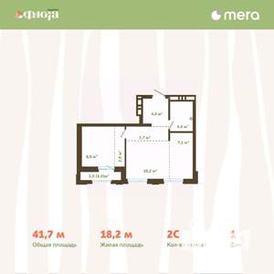 2-к квартира, вторичка, 42м2, 10/15 этаж