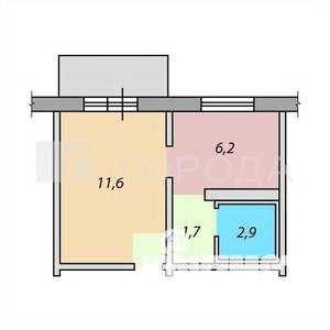 1-к квартира, вторичка, 21м2, 3/9 этаж