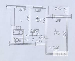 2-к квартира, вторичка, 43м2, 6/9 этаж