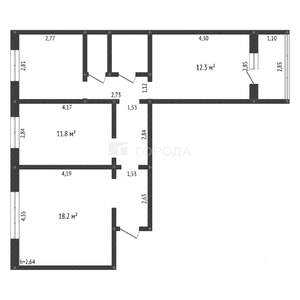 3-к квартира, вторичка, 65м2, 7/10 этаж