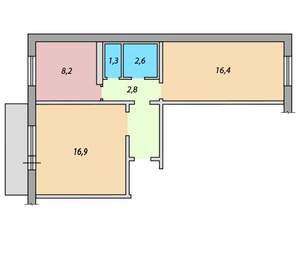 2-к квартира, вторичка, 53м2, 3/1 этаж