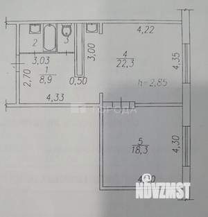 1-к квартира, вторичка, 54м2, 8/10 этаж
