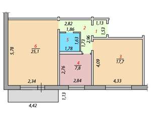 2-к квартира, вторичка, 60м2, 5/1 этаж