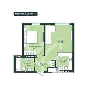 2-к квартира, вторичка, 45м2, 7/12 этаж