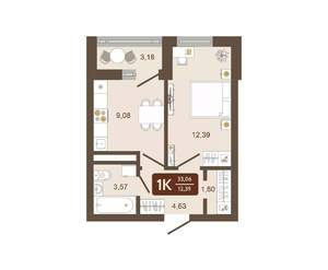 1-к квартира, вторичка, 33м2, 6/16 этаж