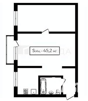 2-к квартира, вторичка, 45м2, 4/5 этаж