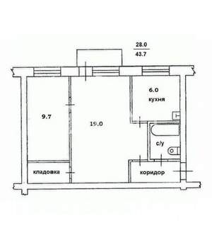 2-к квартира, вторичка, 42м2, 4/5 этаж