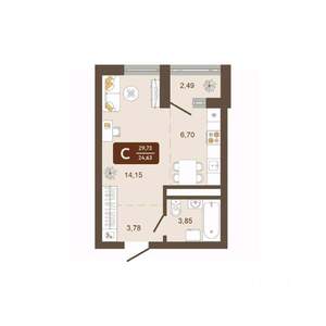 Студия квартира, вторичка, 30м2, 9/16 этаж