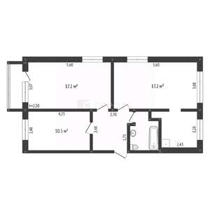 3-к квартира, вторичка, 62м2, 5/5 этаж