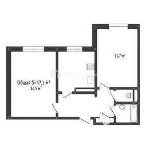2-к квартира, вторичка, 47м2, 1/5 этаж