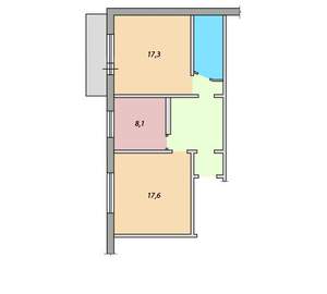 2-к квартира, вторичка, 59м2, 3/1 этаж