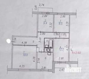4-к квартира, вторичка, 78м2, 6/10 этаж