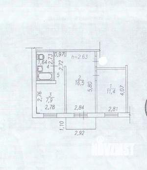 2-к квартира, вторичка, 43м2, 5/8 этаж