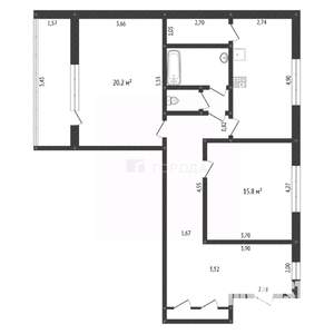 2-к квартира, вторичка, 83м2, 8/12 этаж