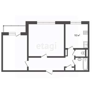 2-к квартира, вторичка, 52м2, 6/9 этаж