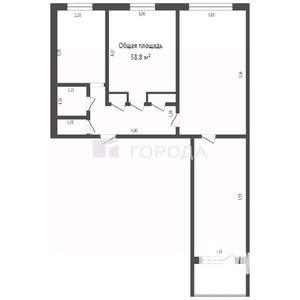 3-к квартира, вторичка, 61м2, 1/9 этаж