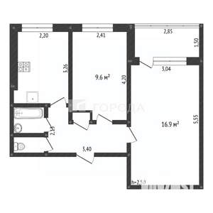 2-к квартира, вторичка, 45м2, 2/9 этаж
