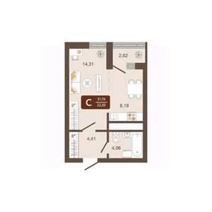 Студия квартира, вторичка, 32м2, 2/16 этаж