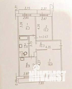 3-к квартира, вторичка, 65м2, 9/9 этаж