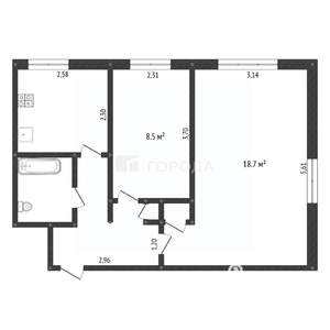 2-к квартира, вторичка, 43м2, 2/5 этаж