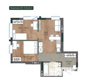 2-к квартира, вторичка, 47м2, 6/12 этаж