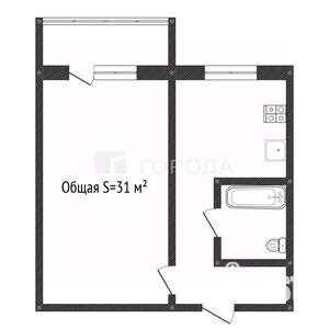 1-к квартира, вторичка, 31м2, 4/5 этаж