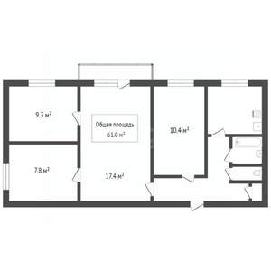 4-к квартира, вторичка, 61м2, 2/5 этаж