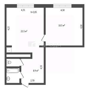 2-к квартира, вторичка, 54м2, 8/10 этаж