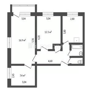 3-к квартира, вторичка, 57м2, 7/9 этаж