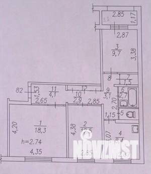 3-к квартира, вторичка, 67м2, 4/9 этаж