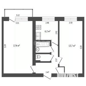 2-к квартира, вторичка, 45м2, 4/5 этаж