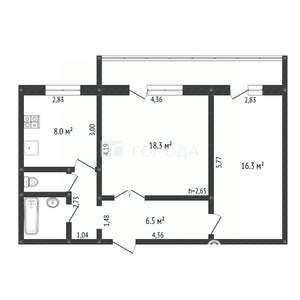 2-к квартира, вторичка, 56м2, 9/9 этаж