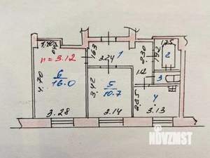 2-к квартира, вторичка, 47м2, 2/5 этаж